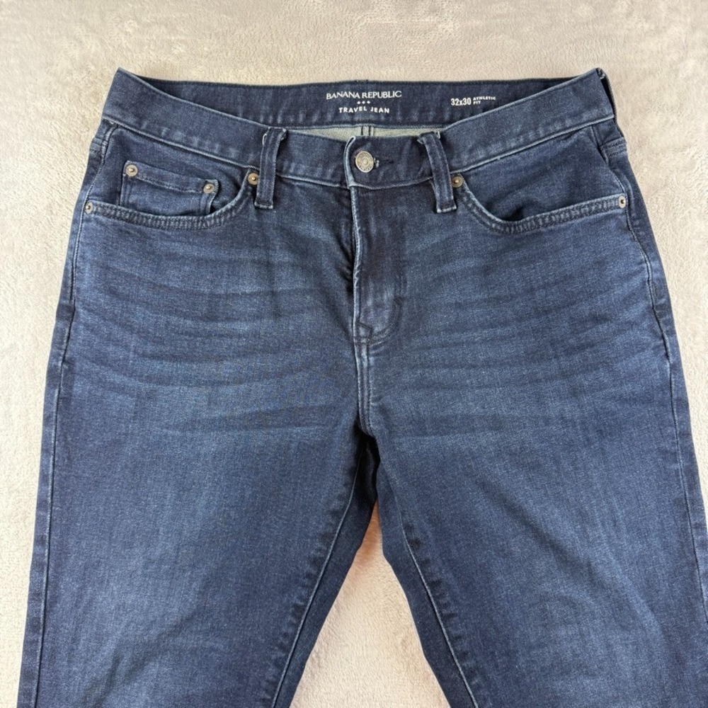 Banana Republic Traveler Jeans Mens 32x30 Blue Athletic Fit Dark Wash Denim